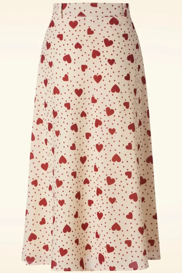 Clearance Vixen Heart Polka Dot Midi Rok In Creme