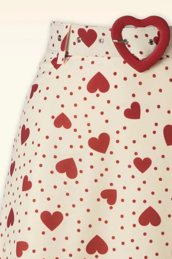 Clearance Vixen Heart Polka Dot Midi Rok In Creme