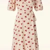 Store Vixen Heart Polka Dot Wikkel Jurk In Creme