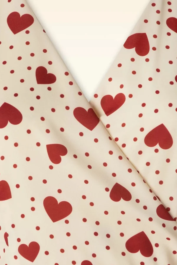 Store Vixen Heart Polka Dot Wikkel Jurk In Creme