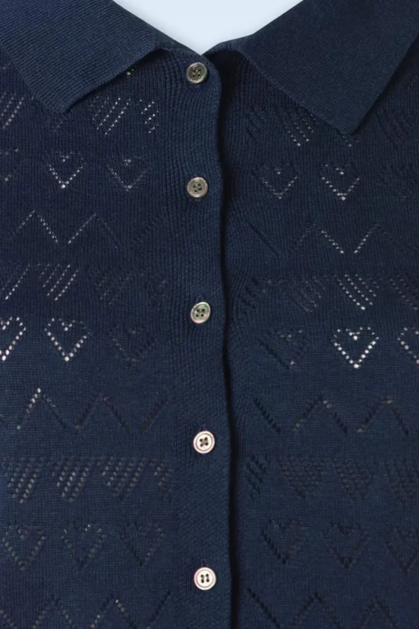 Best Sale Banned Retro Heart Waves Cardigan In Marineblauw
