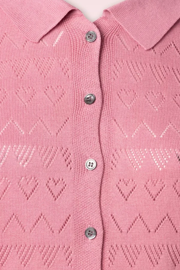 Shop Banned Retro Heart Waves Cardigan In Roze
