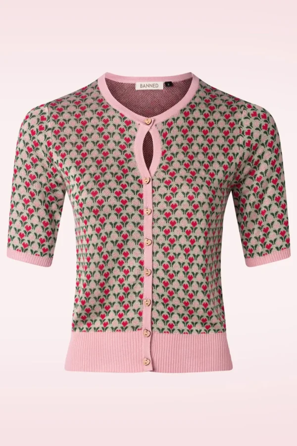 Sale Banned Retro Heart Wonders Cardigan In Saliegroen