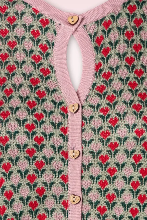 Sale Banned Retro Heart Wonders Cardigan In Saliegroen