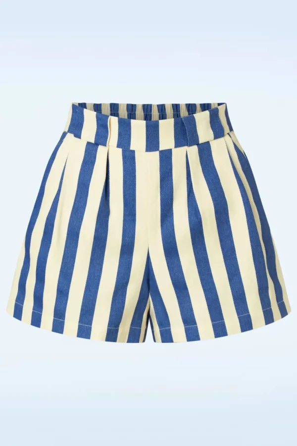 Discount Louche Hilton Deck Gestreepte Shorts In Wit En Blauw