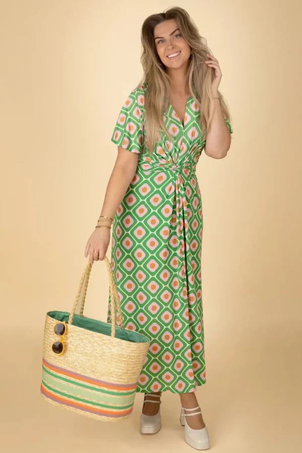 Hot Vintage Chic for Topvintage Indy Maxi Jurk Geo Print In Groen