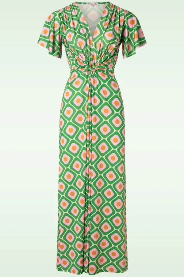 Hot Vintage Chic for Topvintage Indy Maxi Jurk Geo Print In Groen