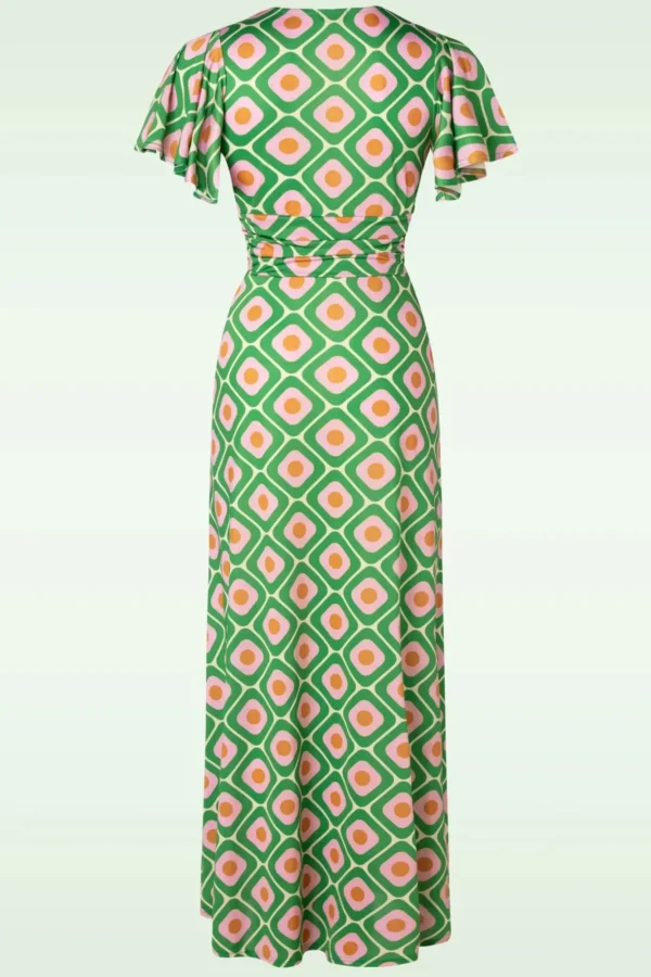 Hot Vintage Chic for Topvintage Indy Maxi Jurk Geo Print In Groen