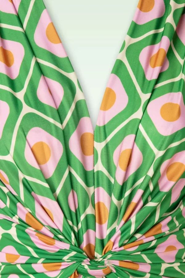 Hot Vintage Chic for Topvintage Indy Maxi Jurk Geo Print In Groen