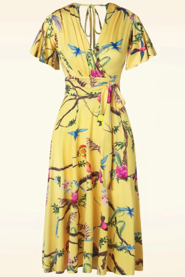 Outlet Vintage Chic for Topvintage Irene Birds Swing Jurk In Geel