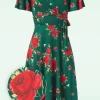 Outlet Vintage Chic for Topvintage Irene Flower Cross Over Swing Jurk In Silky Green