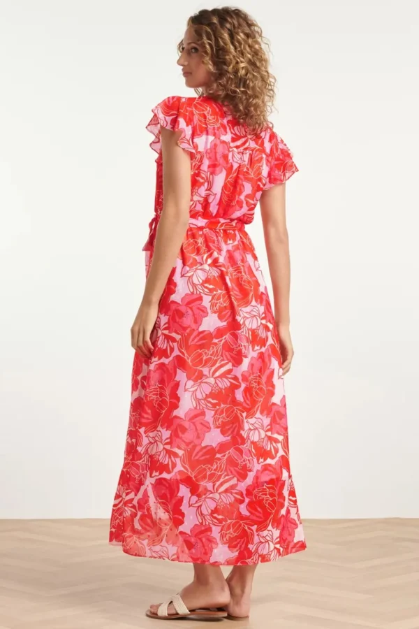Best Sale Smashed Lemon Isla Flower Maxi Jurk In Roze En Rood