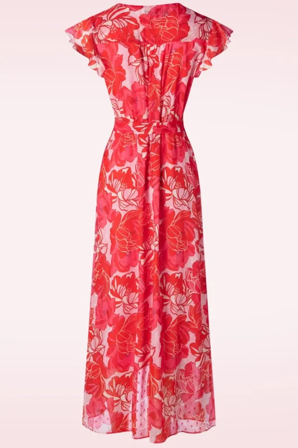 Best Sale Smashed Lemon Isla Flower Maxi Jurk In Roze En Rood