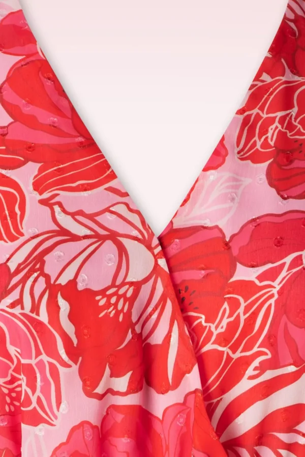 Best Sale Smashed Lemon Isla Flower Maxi Jurk In Roze En Rood