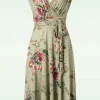 Fashion Vintage Chic for Topvintage Jane Bloemen Midi-Jurk In Vintage Groen