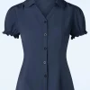 Online Banned Retro Jane Blouse In Marineblauw