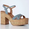 Fashion Tamaris Jenna Platform Sandalen In Denim Blauw