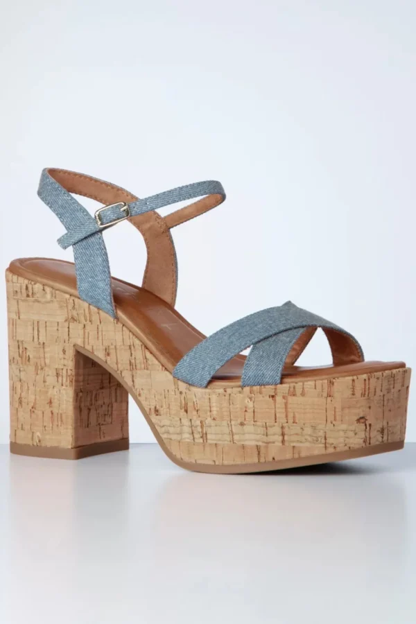 Fashion Tamaris Jenna Platform Sandalen In Denim Blauw