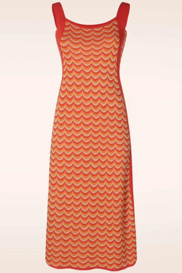 Sale WNT Collection Jessie Waves Midi Jurk In Oranje