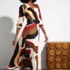 Fashion K-Design Josie Crossover Maxi Jurk In Multi