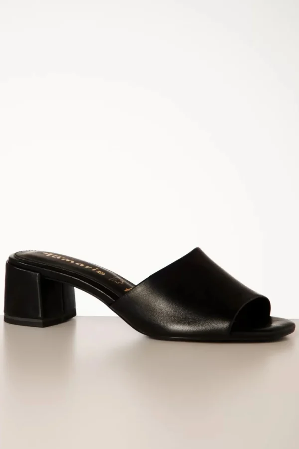 Best Sale Tamaris Josie Slip On Muiltjes Van Leder In Zwart