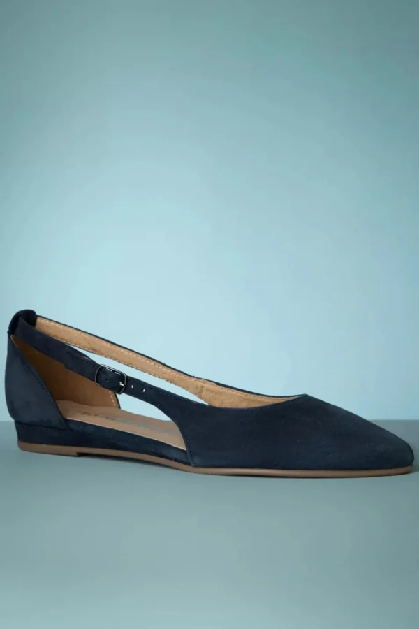 Flash Sale Tamaris Josie Suede Ballerina's In Marineblauw