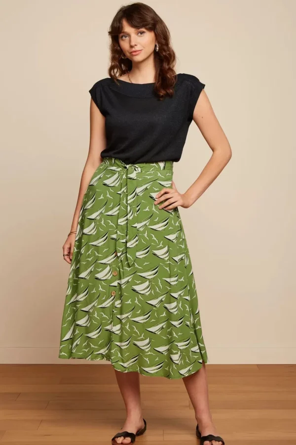 New King Louie Judy Midi Rok Bateau In Woodbine Groen