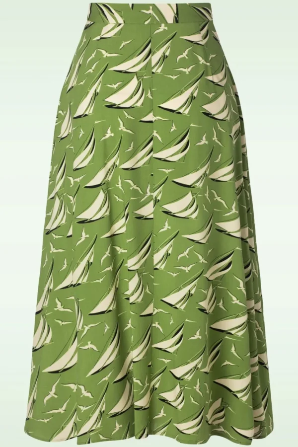 New King Louie Judy Midi Rok Bateau In Woodbine Groen