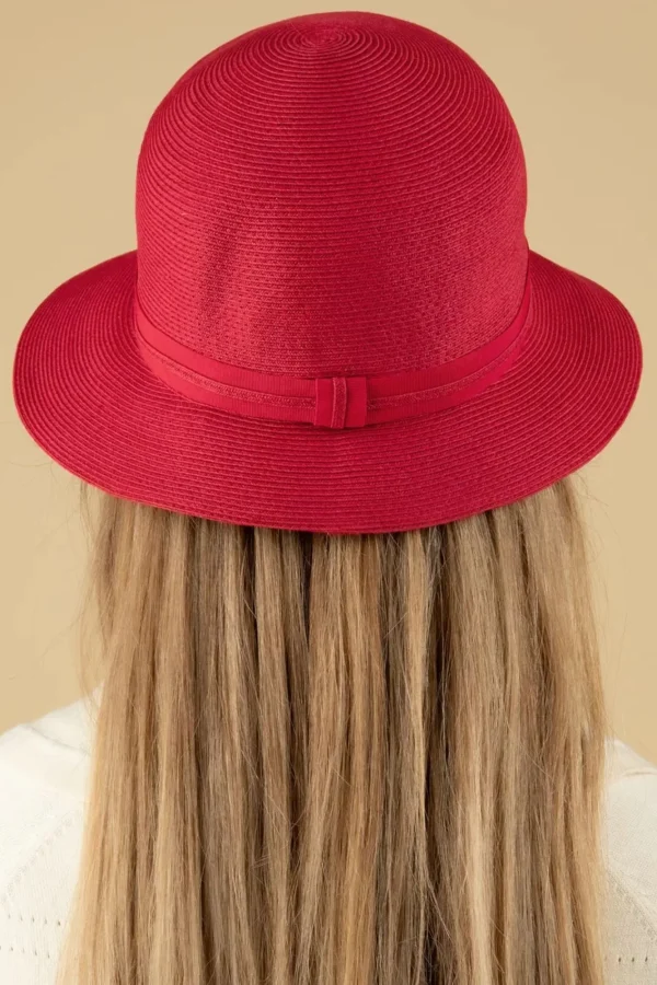 Sale Brontu00e9 Julia Straw Cloche Hoed In Rood