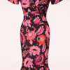 Store Vintage Chic for Topvintage Katie Floral Pencil Jurk In Zwart En Roze