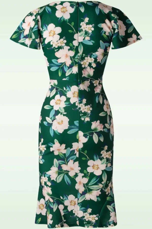 Cheap Vintage Chic for Topvintage Katie Floral Pencil Jurk In Groen