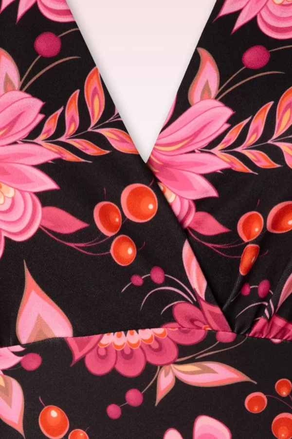 Store Vintage Chic for Topvintage Katie Floral Pencil Jurk In Zwart En Roze