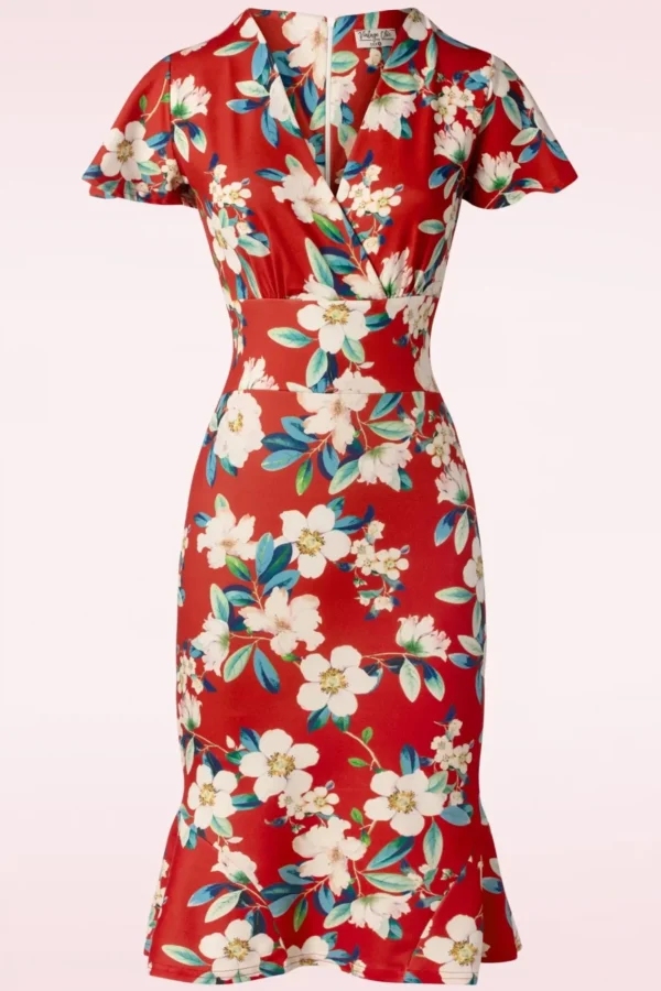 Cheap Vintage Chic for Topvintage Katie Penciljurk Met Bloemenprint In Warm Rood