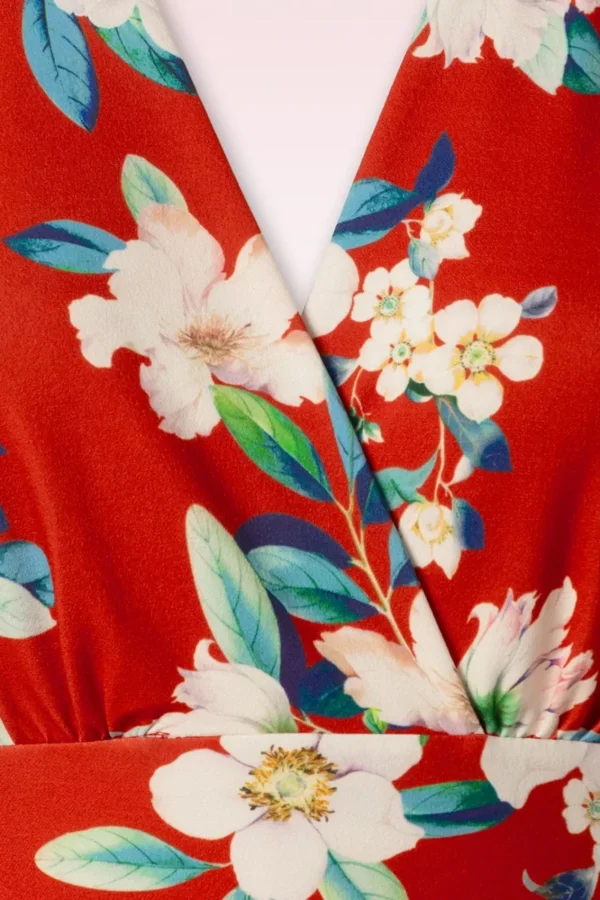 Cheap Vintage Chic for Topvintage Katie Penciljurk Met Bloemenprint In Warm Rood