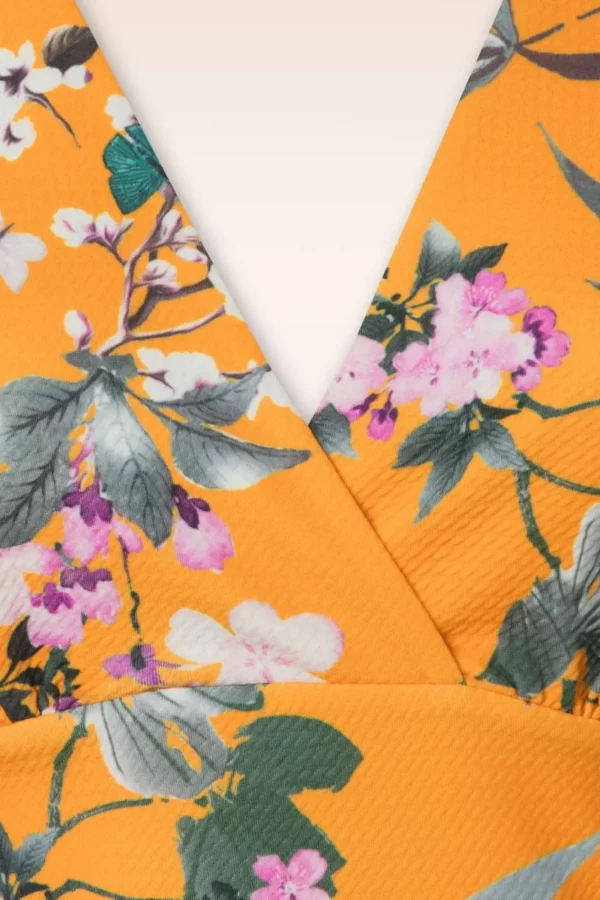 Clearance Vintage Chic for Topvintage Katie Tropical Pencil Jurk In Mosterd