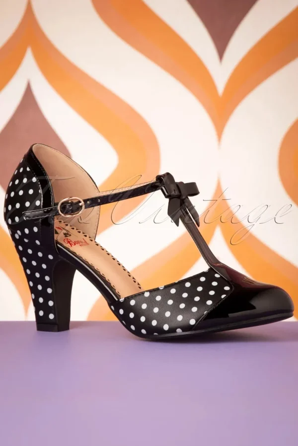 Outlet Banned Retro Kelly Lee T-Strap Pumps In Zwart