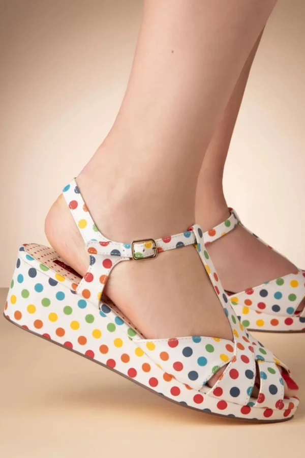 Shop B.A.I.T. Kira Polkadot Sleehak Sandalen In Wit