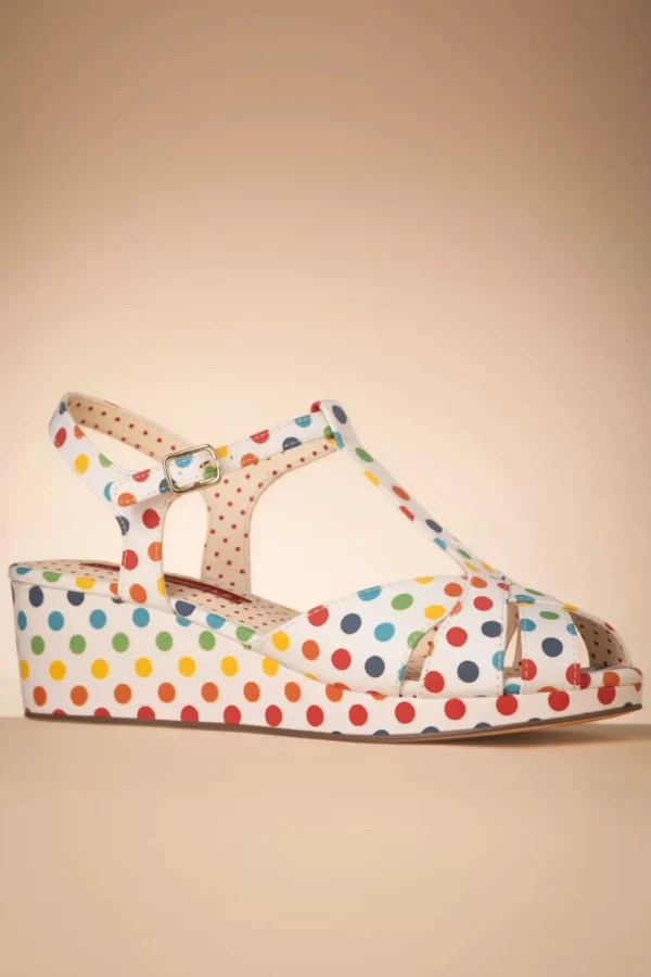 Shop B.A.I.T. Kira Polkadot Sleehak Sandalen In Wit