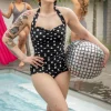 Cheap Esther Williams Klassiek Badpak Met Polkadots In Zwart En Wit