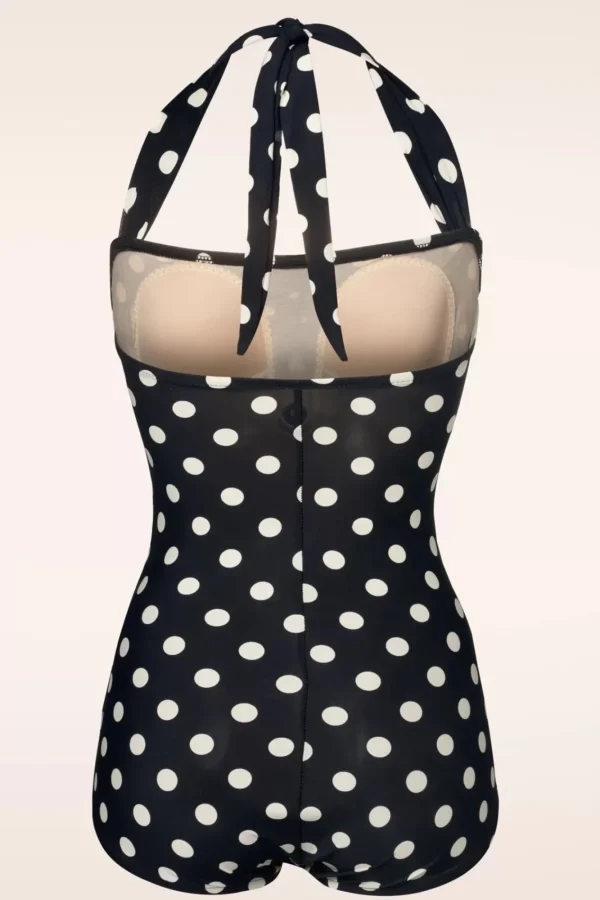 Cheap Esther Williams Klassiek Badpak Met Polkadots In Zwart En Wit