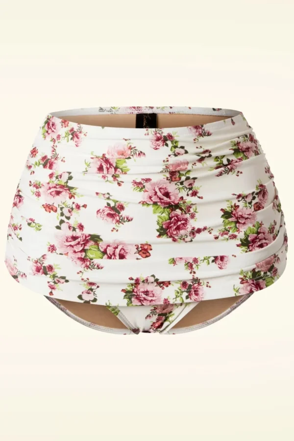 Hot Esther Williams Klassieke Bloemenromantische Bikinibroek In Creme