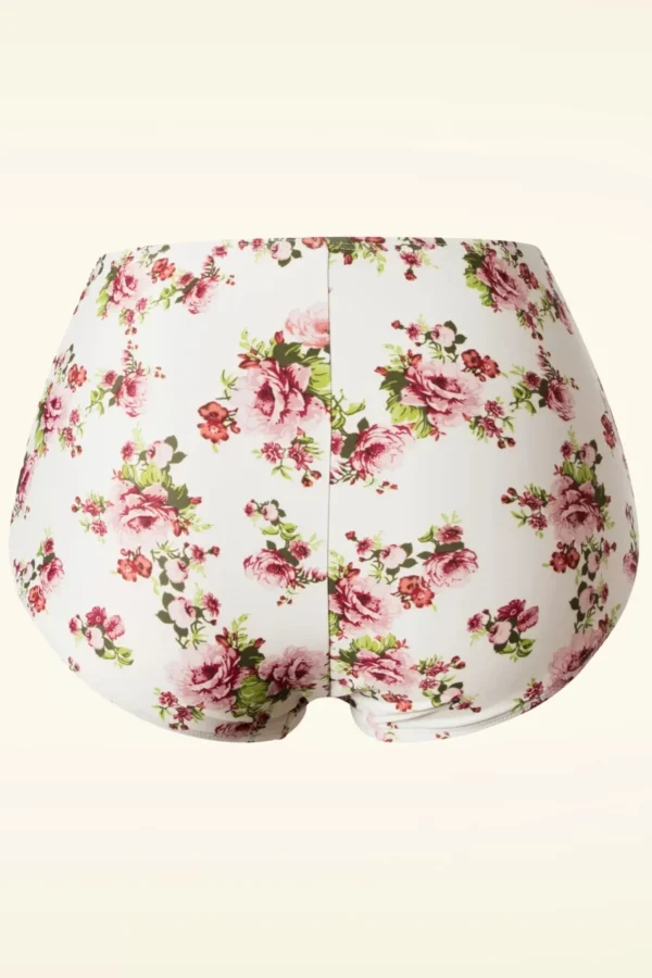 Hot Esther Williams Klassieke Bloemenromantische Bikinibroek In Creme