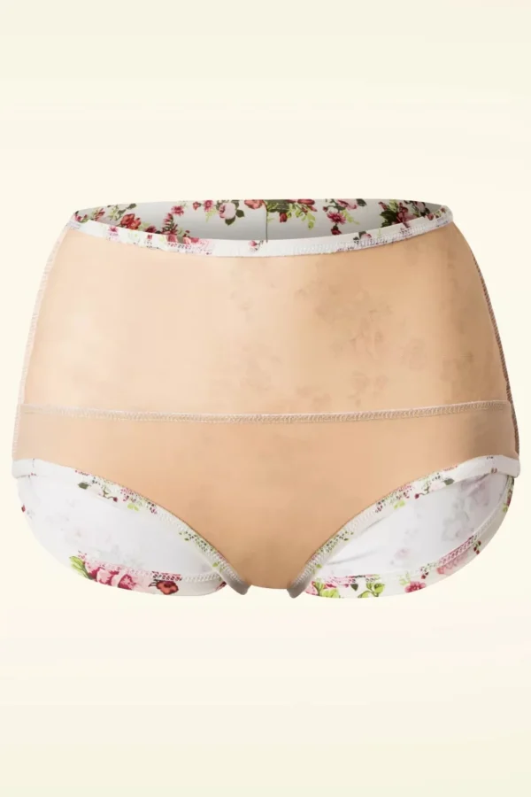 Hot Esther Williams Klassieke Bloemenromantische Bikinibroek In Creme