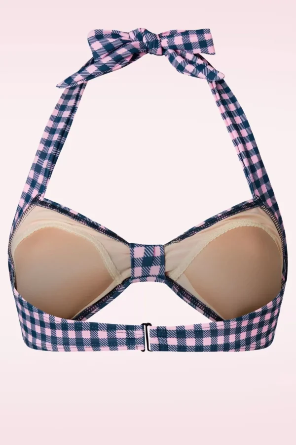 Clearance Esther Williams Klassieke Gingham Bikinitop In Roze En Blauw