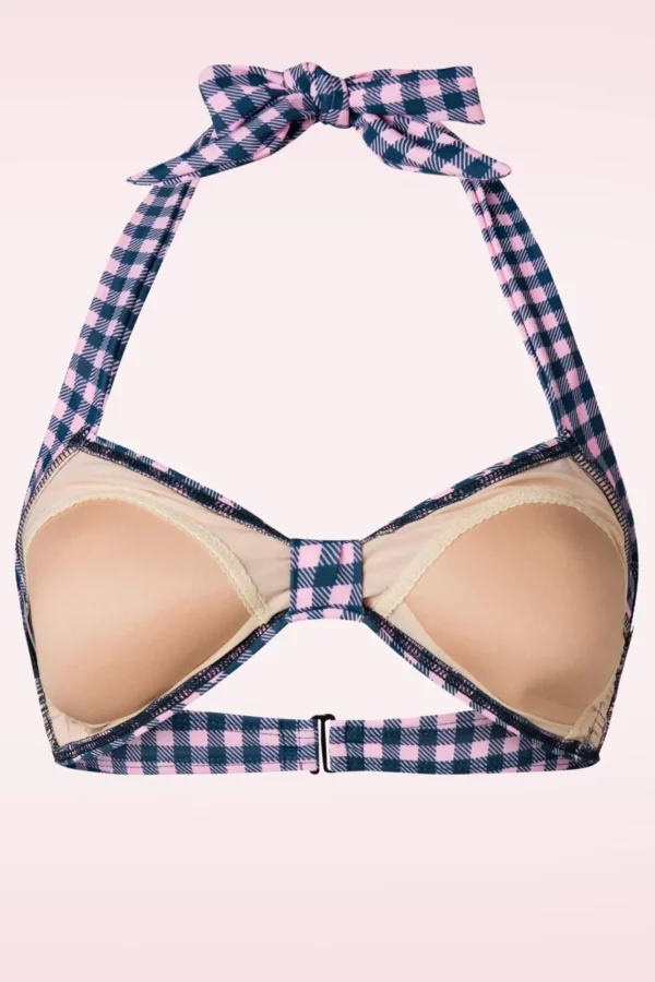 Clearance Esther Williams Klassieke Gingham Bikinitop In Roze En Blauw