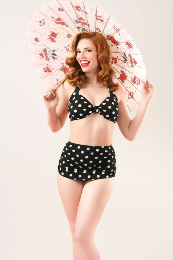 Clearance Esther Williams Klassieke Polka Bikinitop In Zwart En Wit