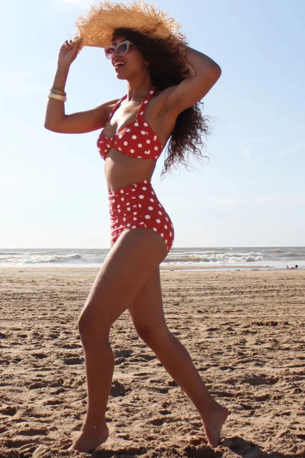 Store Esther Williams Klassieke Polka-Bikinibroek In Rood En Wit
