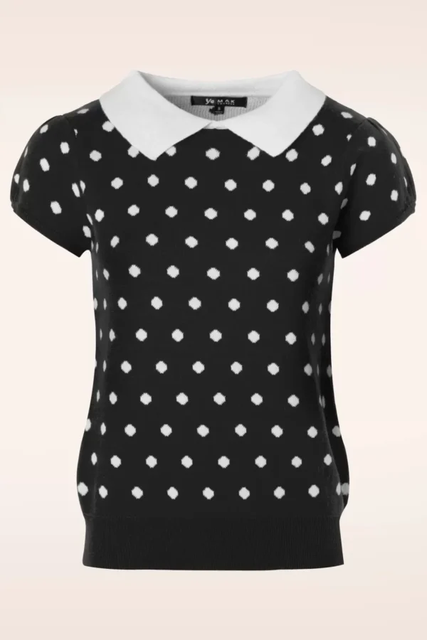 Clearance Mak Sweater Kristen Polkadot Trui In Zwart En Wit