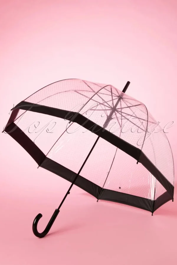 Fashion So Rainy Lady Dot Transparante Koepelparaplu In Zwart