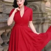 Hot Vintage Diva Laura Lee Swing Jurk In Rood